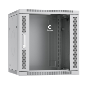 Cabeus SH-05F-12U60 / 60-R Шкаф телекоммуникационный настенный разобранный 19" 12U 600x600x635mm  (ШхГхВ) дверь стекло,  цвет серый  (RAL 7035)