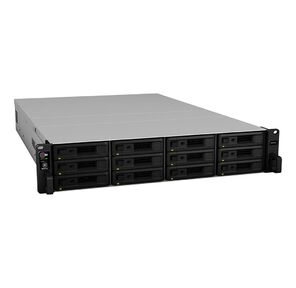 Synology  (Rack2U) QC2, 4Ghz / 8Gb upto 64 / RAID0, 1, 10, 5, 6 / up to12HP HDDs SATA (3, 5'or2, 5') upto 36 with 2xRX1217 (RP) / 2xUSB / 4GigEth (+2Expslot) / iSCSI / 2xIPcam (upto75) / 1xPS / norail / 5YW