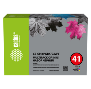 Cactus Чернила CS-GI41PGBK / C / M / Y голубой / пурпурный / желтый / черный350мл для Canon PIXMA G1420 / G2420 / G2