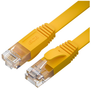 GCR Патч-корд PROF плоский прямой 2.0m,  UTP медь кат.6,  желтый,  30 AWG,  ethernet high speed 10 Гбит / с,  RJ45,  T568B,  GCR-52827