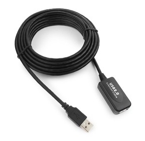 Cablexpert UAE016-BLACK Кабель удлинит. USB 2.0 активный AM / AF,  4.8м,  черный,  пакет