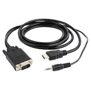 Cablexpert Кабель HDMI-VGA 19M / 15M + 3.5Jack,  1.8м,  черный,  позол.разъемы,  пакет  (A-HDMI-VGA-03-6)