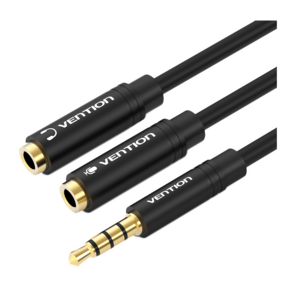 Переходник-разветвитель Vention гибкий Jack 3.5 mm M 4 pin / Jack 3.5 mm F x 2 - 0.3м