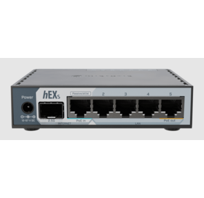 MikroTik E60iUGS Маршрутизатор HEX S (2025),  2 ядра  (950 МГц),  5х 1G RJ45,  SFP,  USB,  раздача PoE