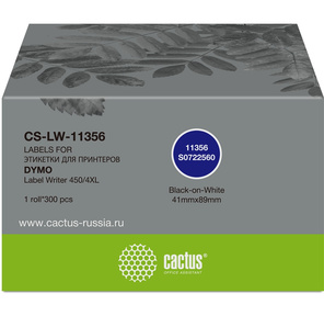 Этикетки Cactus CS-LW-11356 сег.:89x41мм черный белый 300шт / рул Dymo Label Writer 450 / 4XL