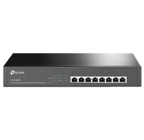 Сетевое оборудование TP-Link TL-SG1008MP,  8-портовый гигабитный PoE+ коммутатор,  8 гигабитных портов RJ45,  8 портов с поддержкой PoE+,  802.3af / at,  бюджет PoE+ до 153 Вт,  стальной корпус монтируемый в 13' стойку