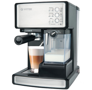 Кофеварка VITEK VT-1514 (BK)  (1300Вт, 1, 5 л,  эспрессо+капуччино+латте)