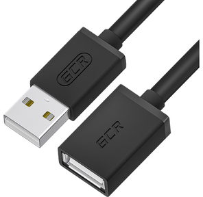 GCR Удлинитель 1.0m USB 2.0 AM / AF,  черный,  GCR-55069