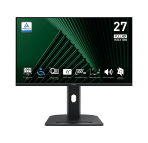 MSI PRO MP275QPDG 27" 16:9 WQHD (2560x1440) IPS Flat,  WebCam FHD,  1ms (MPRT),  1300:1, 100M:1, 250nit, 178 / 178, 2xHDMI, DP, USB-C, USB-B,  4xUSB-A, RJ-45, Speaker, Tilt, Swivel, Height, Pivot 100HZ, Black, 1y war-ty