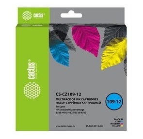 Картридж струйный Cactus CS-CZ109-12 черный / голубой / желтый / пурпурный набор  (64.2мл) для HP DJ IA 3525 / 5525 / 4525
