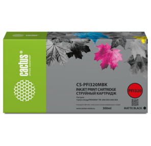 Картридж струйный Cactus CS-PFI320MBK черный матовый  (300мл) для Canon imagePROGRAF TM-200 / TM-200 MFP L24ei / TM-205 / TM-300