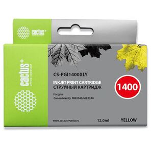 Картридж струйный Cactus CS-PGI1400XLY желтый для HP Canon MB2050 / MB2350 / MB2040 / MB2340  (11.5мл)