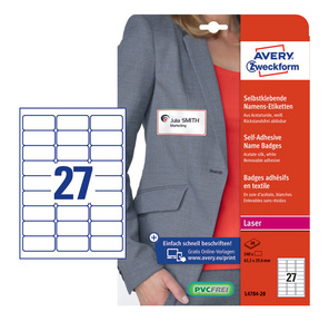 Этикетки Avery Zweckform L4784-20 / 196г / м2 / 20л. / белый ацетатный шелк самоклей. для лазерной печати