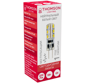 Лампа светодиодная Thomson TH-B4203 3Вт цок.:G4 капсул. 12B 4000K св.свеч.бел.нейт.  (упак.:1шт)