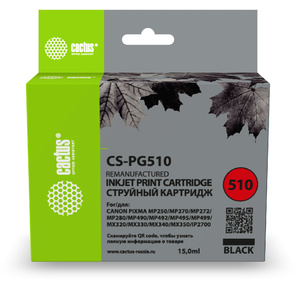Картридж Cactus CS-PG510 для Canon Pixma MP240 /  MP250 / MP260 /  MP270 /  MP480,  черный,  9 мл