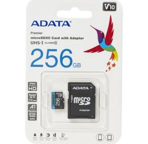 Флеш карта microSD 256GB A-DATA microSDHC Class 10 UHS-I A1 100 / 25 MB / s  (SD адаптер)