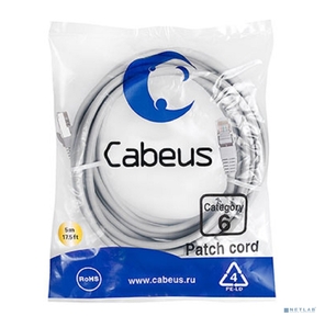 Cabeus PC-FTP-RJ45-Cat.6-5m-LSZH Патч-корд F / UTP,  категория 6,  2xRJ45 / 8p8c,  экранированный,  серый,  LSZH,  5м