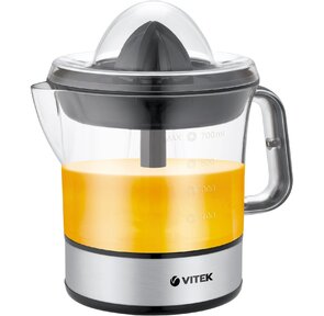 Соковыжималка цитрусовая Vitek VT-3669 25Вт рез.сок.:700мл. стальной / черный