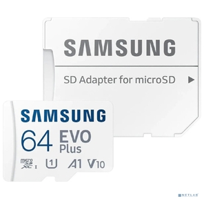 Флеш карта microSD 64GB SAMSUNG EVO PLUS microSDXC Class 10,  UHS-I,   (SD адаптер) 130MB / s