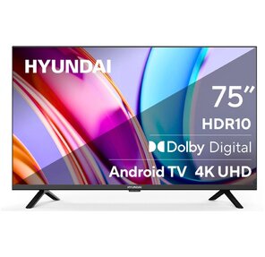 Телевизор LED Hyundai 75" H-LED75BU7006 Android TV Frameless черный 4K Ultra HD 60Hz DVB-T DVB-T2 DVB-C DVB-S DVB-S2 USB WiFi Smart TV