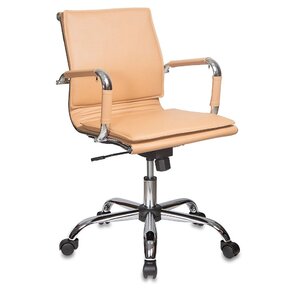 Бюрократ Ch-993-Low camel,  Кресло,  светло-коричневая иск. кожа,  низкая спинка,  крестовина хром