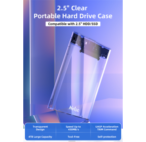 Внешний бокс 2.5 SATA Netac WH11 USB3.0  NT07WH11-30CC слайд прозрачный корпус