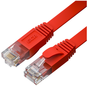 GCR Патч-корд PROF плоский прямой 2.0m,  UTP медь кат.6,  красный,  30 AWG,  ethernet high speed 10 Гбит / с,  RJ45,  T568B,  GCR-52859