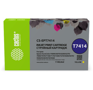 Картридж струйный Cactus CS-EPT7414 T7414 желтый  (1000мл) для Epson SureColor SC-F6000 / 6200 / 7000