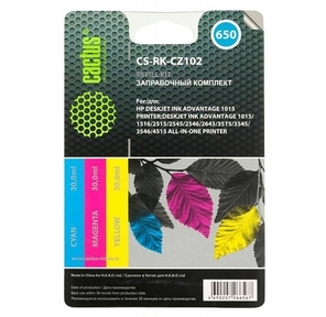 Заправочный набор Cactus CS-RK-CZ102 многоцветный для HP DeskJet 2515 / 3515  (3*30ml)