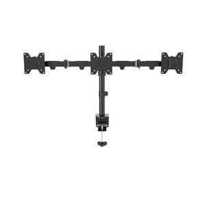 [WDM3-26] Настольное крепление для трех мониторов 14"-26",  VESA 75x75,  100x100,  макс. нагрузка 10 кг,   расст. от основания до 374 мм.,  наклон -30° / +30°,  поворот -90° / +90°,  вращение 360°,  2 способа крепления: сквозное и струбцина,  черн.