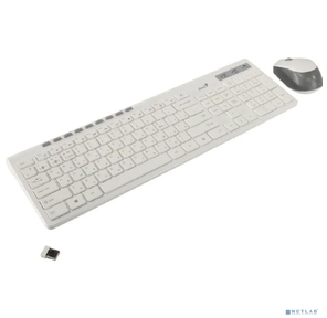 Комплект беспроводной Genius Smart KM-8230 WHITE,  клавиатура+мышь,  USB,  1 мини-ресивер на оба устройства. Клавиатура: 104 клавиши кнопка SmartGenius,  клавиши т