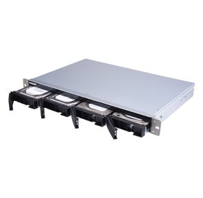 SMB QNAP TL-R400S SATA 6GB / s JBOD storage enclosure,  4-tray 3, 5" / 2, 5" w / o HDD,  1 x SFF-8088,  1 PSU. Rackmount. W / o rail kit RAIL-B02