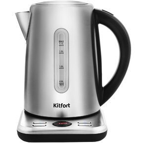 Kitfort КТ-661 1.7л. 2200Вт черный / серебристый  (корпус: металл)