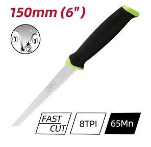 Ножовка выкружная по гипсокартону Deli DL580651 150мм,  сталь 65Mn,  8TPI,  шлифовка зубцов с 3-х сторон