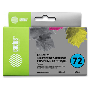Картридж струйный Cactus CS-C9371 голубой для №72 HP DesignJet T610 / T620 / T770 / T1100  (130ml)