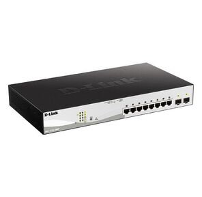 D-Link DGS-1210-10MP / F1A Настраиваемый коммутатор WebSmart с 8 портами 10 / 100 / 1000Base-T и 2 портами 1000Base-X SFP  (8 портов с поддержкой PoE 802.3af / 802.3at  (30 Вт),  PoE-бюджет 130 Вт)