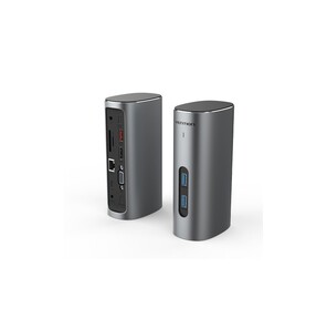 Vention USB-C to HDMI / VGA / USB 3.1 Gen 2 / USB 3.1 Gen 2-C / USB 3.0x2 / RJ45 / SD / TF / TRRS 3.5mm / PD / DC Docking Station Gray Vertical Aluminum Alloy Type EU Standard