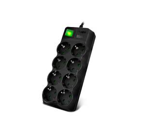 SVEN Фильтр SF-08E-16 5, 0 м  (8 розеток с защитными шторками, 16А) черный,  цветная коробка [SV-021726]