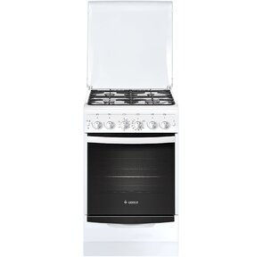 Плита Комбинированная Gefest ПГЭ 5101-02 белый / черный  (металлическая крышка) реш.чугун