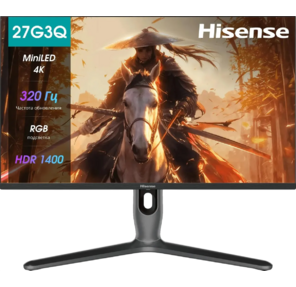 Монитор Hisense /  27" / 3840x2160,  IPS / MiniLED,  Local Dimming 1152 zone,  16:9,  матовый,  160Hz (UHD)<-> 320Hz (FHD),  время отклика 1мс,  350кд / м2,  1000:1, DisplayPort,  HDMI*2,  Type-C,  USB HUB 3,  черный,  2025