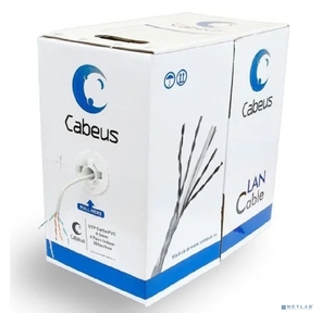 Cabeus UTP-4P-Cat.5e-SOLID-GY-100 Кабель витая пара UTP  (U / UTP),  категория 5e,  4 пары  (24 AWG),  одножильный,  PVC нг (А)-LS,  серый  (100 м)