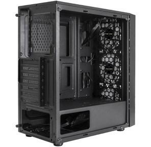 Exegate EX292859RUS Корпус Miditower ExeGate EVO-8243  (ATX,  без БП,  2*USB+1*USB3.0,  черный,  3 вент. с RGB подсветкой,  боковая панель - закаленное стекло)