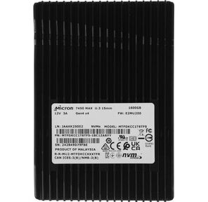 Накопитель Micron 7450 MAX 1.6TB NVMe U.3  (15mm) PCIe NVMe Gen4 1x4  (v1.4) R6800 / W2700MB / s 3D TLC MTTF 2М 800K / 250K IOPS 8700TBW SSD Enterprise Solid State Drive,  1 year,  OEM