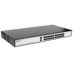 ORIGO Unmanaged Switch 24x100Base-TX PoE,  2x1000Base-T,  PoE Budget 285W,  Long-range PoE up to 250m,  19" w / brackets