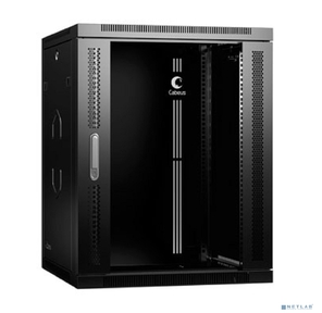 Cabeus SH-05F-15U60 / 60-R-BK Шкаф телекоммуникационный настенный разобранный 19" 15U 600x600x769mm  (ШхГхВ) дверь стекло,  цвет черный  (RAL 9004)