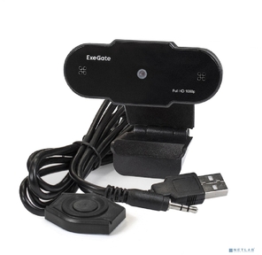 Exegate EX287388RUS Веб-камера ExeGate BlackView C615 FullHD Tripod  (матрица 1 / 3" 2 Мп,  1920х1080,  1080P,  30fps,  4-линзовый объектив,  шторка,  USB,  фиксированный фокус,  микрофон с шумоподавлением,  унив
