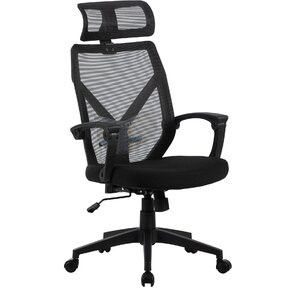 Кресло Cactus CS-MC414-BK черный сетка / ткань с подголов. крестов. пластик