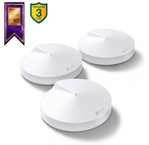 Трёхдиапазонная домашняя Mesh Wi-Fi система TP-Link Deco M9 Plus (3-pack),  AC2200,  3 устройства,  до 400 Мбит / с на 2, 4 ГГц + до 867 Мбит / с на 5 ГГц,  8 встр. антенн,  2 гиг. порта  (WAN / LAN),  1xUSB 2.1