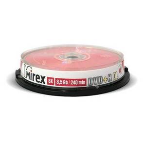 Диск DVD+R Mirex 8.5 Gb,  8x,  Cake Box  (10),  Dual Layer  (10 / 300)