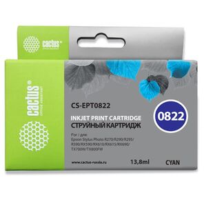 Cactus CS-EPT0822 Картридж струйный голубой для Epson Stylus Photo R270 / 290 / RX590  (11.4мл)